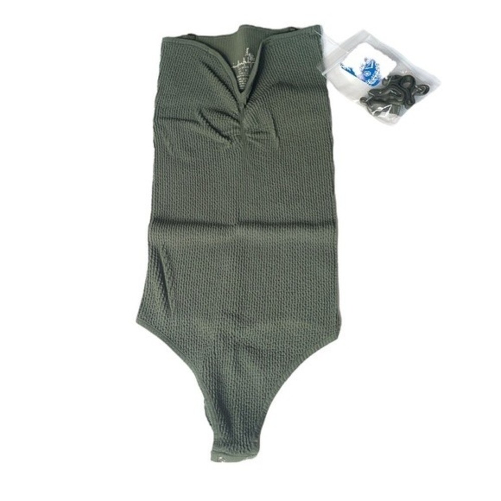 Revolve Free People Catch Up Bodysuit Army Green Size Medium-Large